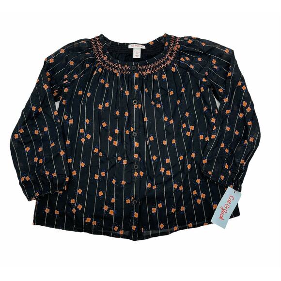 Cat & Jack Black Floral Blouse S(6-6X) - Picture 7 of 7